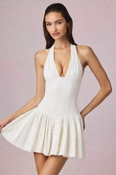 Broderie Anglaise Halterneck Mini Dress