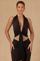 Sheer Chiffon Halterneck Crop Top