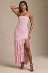 Ruffle Trim Bandeau Maxi Dress