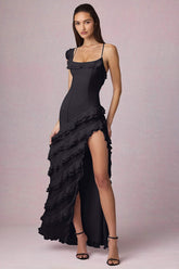 Asymmetric Ruffle Gown