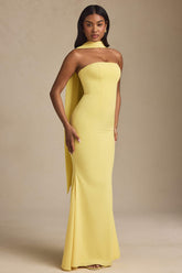 Scarf Detail Strapless Gown