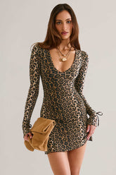 Soft Modal Mini Dress with Tie Cuffs