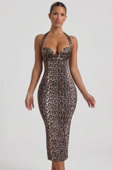 Layered Halterneck Bodycon Midi Dress