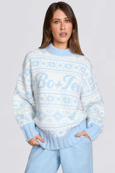 Powder Blue Jacquard Knit Sweater