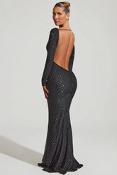 Embellished Open Back Gown