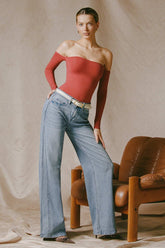 Low Rise Wide Leg Denim Jeans