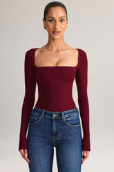 Square Neck Long Sleeve Top