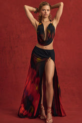 Chiffon Maxi Skirt with Thigh Split