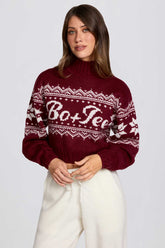 Crimson Cropped Knit Sweater