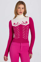 Magenta Knit Turtleneck Top