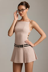 Belted Backless Pleated Mini Dress