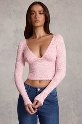 Plunge Neck Lace Top