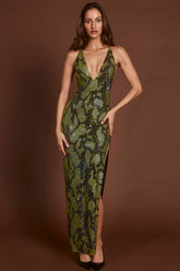 Embellished Halter Maxi Dress