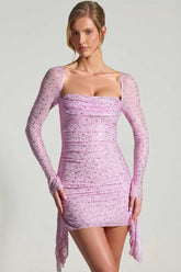 Embellished Draped Mini Dress