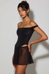 Off Shoulder Layered Mini Dress
