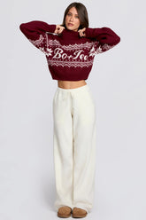 Ivory Knit Wide Leg Joggers