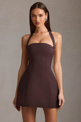 Pinstripe Halterneck Mini Dress