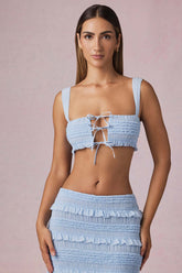 Ruffled Tie Front Crop Top