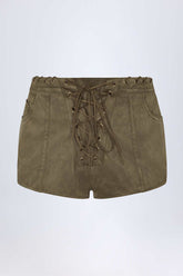Lace Up Faux Suede Shorts