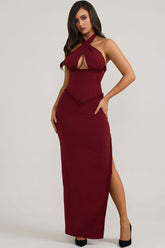 Lace Up Back Halterneck Maxi Dress