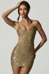 Sparkling Sequin Cut Out Mini Dress