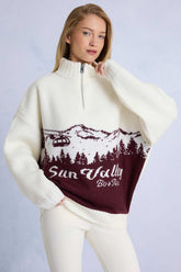 Burgundy Alpine Knit Quarter Zip Turtleneck