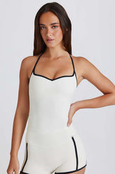Cross Back Tank Top with Cut Out Detail