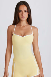 Cross Back Tank Top with Cut Out