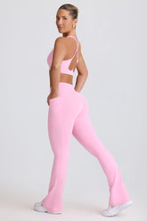 Pink Flared Leggings with Side Pockets