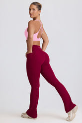Burgundy Flared Leggings with V Waist