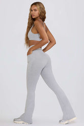 V Waist Flared Leggings with Pockets