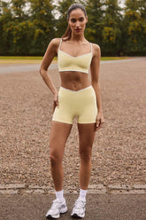 Soft Yellow Contrast Trim Active Shorts