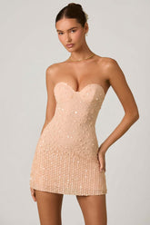 Embellished Sweetheart Neckline Mini Dress