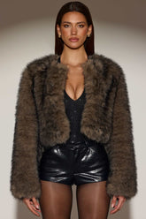 Cropped Faux Fur Jacket
