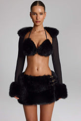 Faux Fur Trim Bolero Jacket