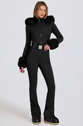 Faux Fur Hood Ski Suit