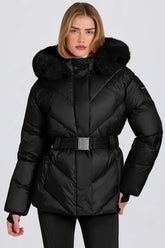 Black Faux Fur Hood Ski Jacket