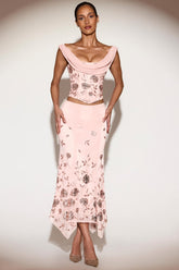 Embellished Asymmetric Midi Skirt