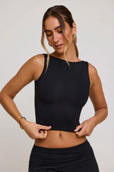 High Neck Open Back Crop Top