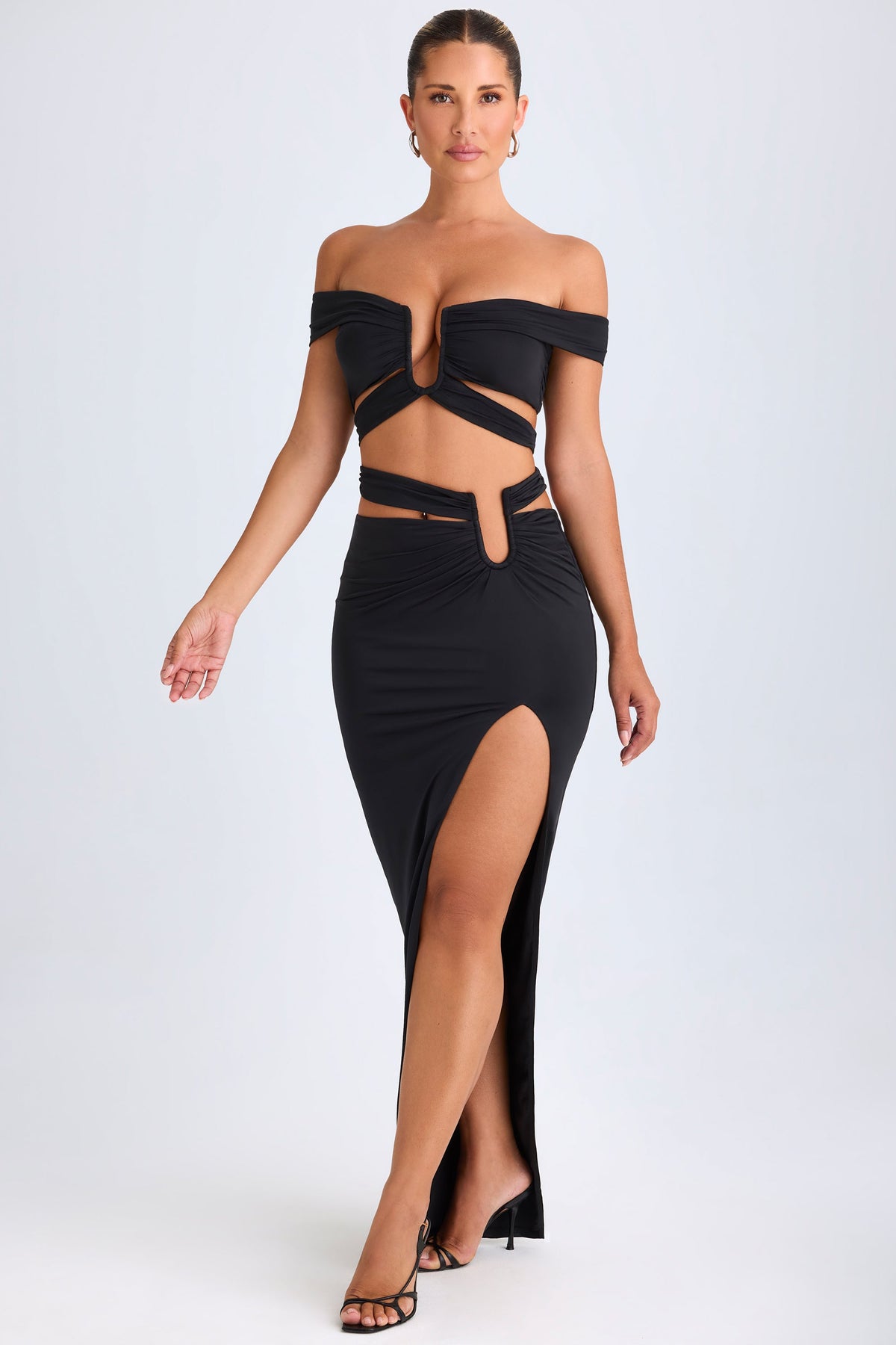 Asymmetric Cut Out Maxi Skirt