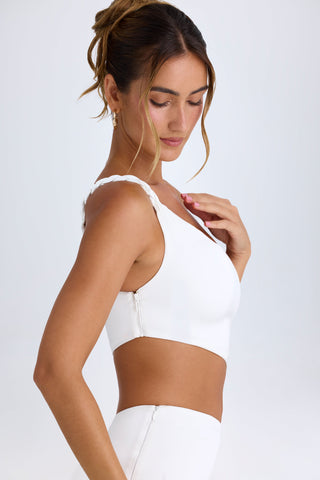 Asymmetric Ruching Satin Crop Top