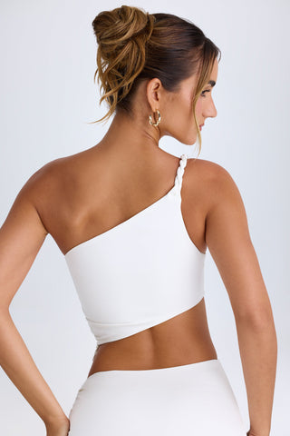 Asymmetric Ruching Satin Crop Top