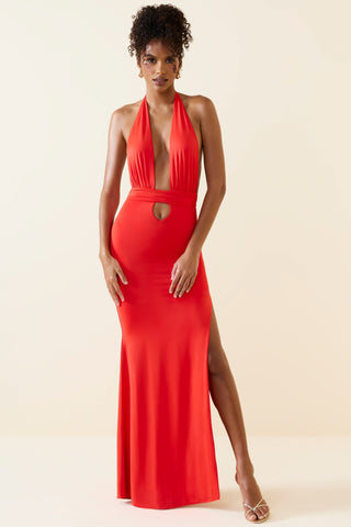 Halterneck Cut Out Maxi Dress