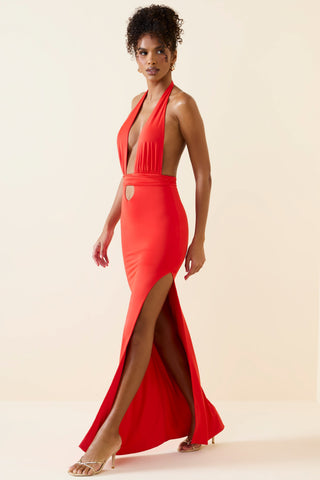 Halterneck Cut Out Maxi Dress