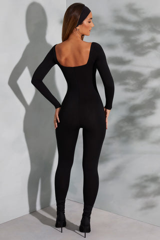 Square Neck Long Sleeve Jumpsuit