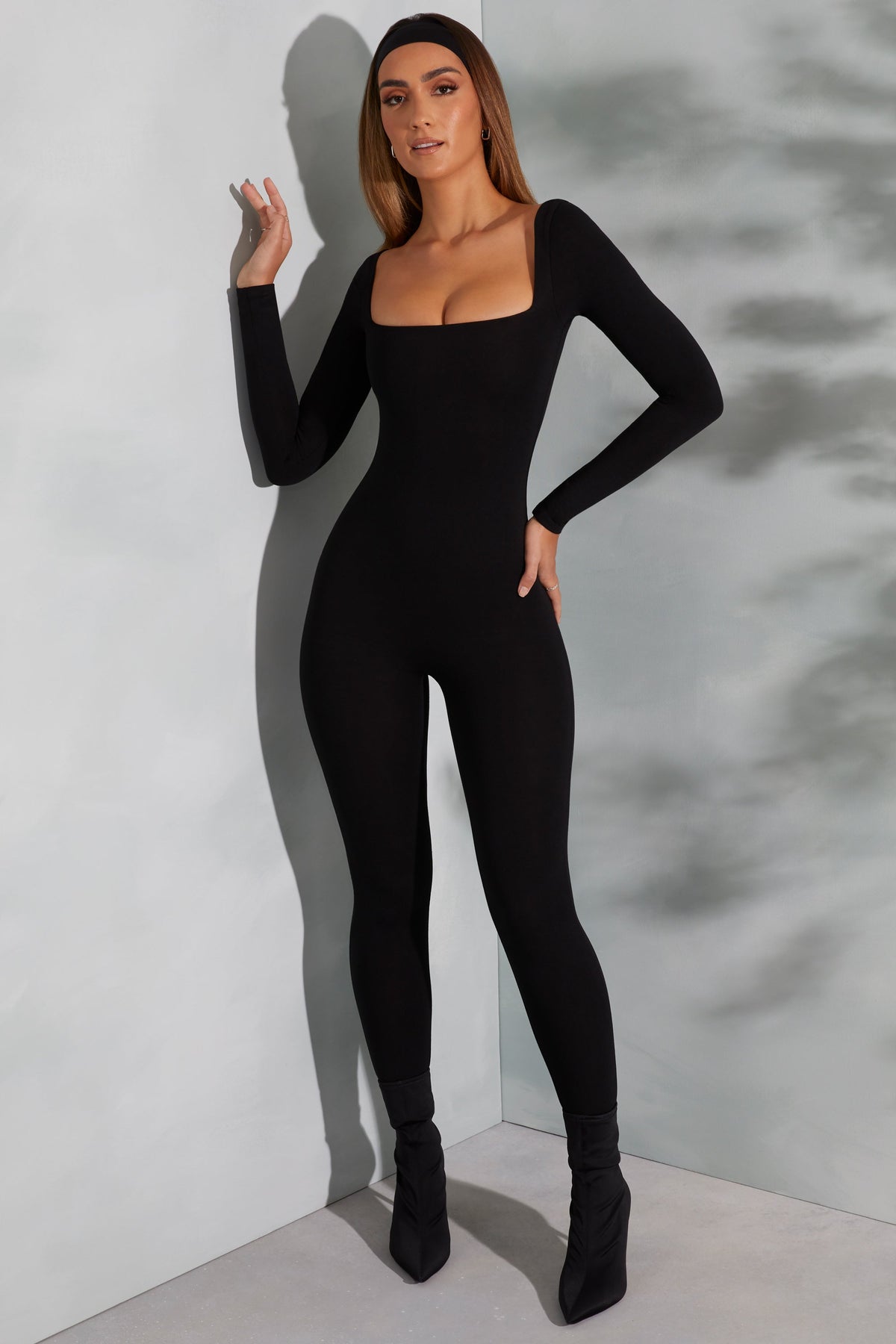 Square Neck Long Sleeve Jumpsuit