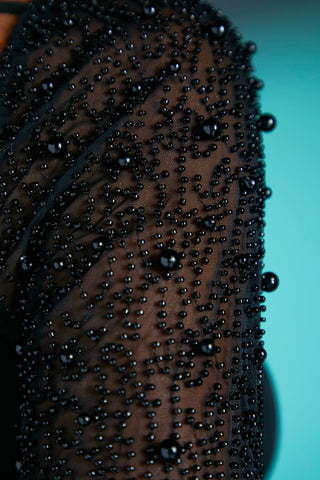 Embellished Mesh Mini Dress