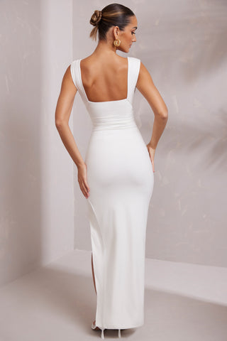 Sculpted Plunge Maxi Dress with High Split