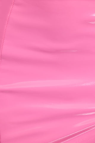 Shiny Vinyl Mini Skirt with Thigh Split
