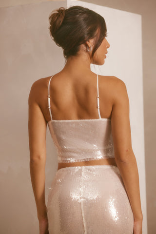 Sequin Halter Crop Top